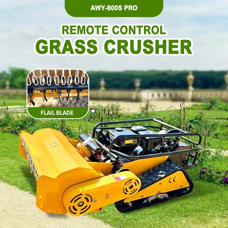 

Customized Hot-selling Remote Control Crawler Brush Cutter Grass Mini Robot Flail Lawn Mower