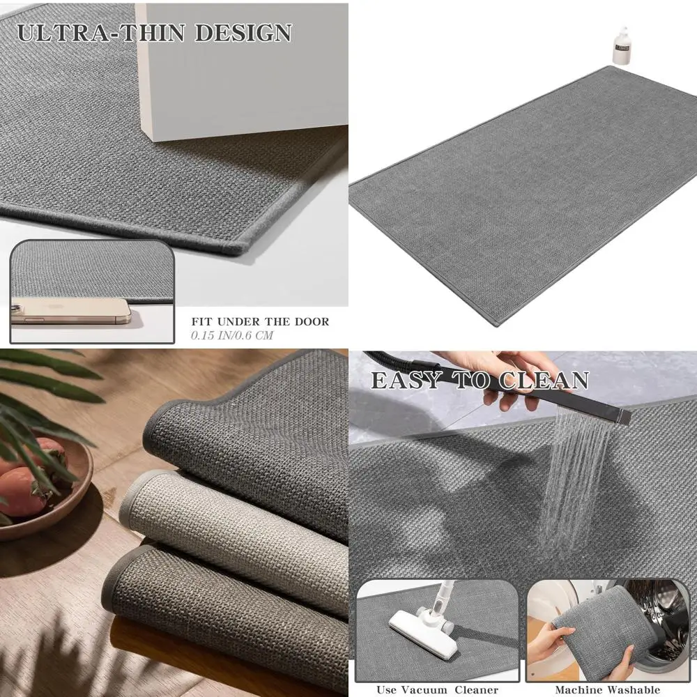 

Large Dark Grey Ultra-Thin Non-Slip Bath Mat, Quick-Drying and Highly Absorbent, 47x25 Inches