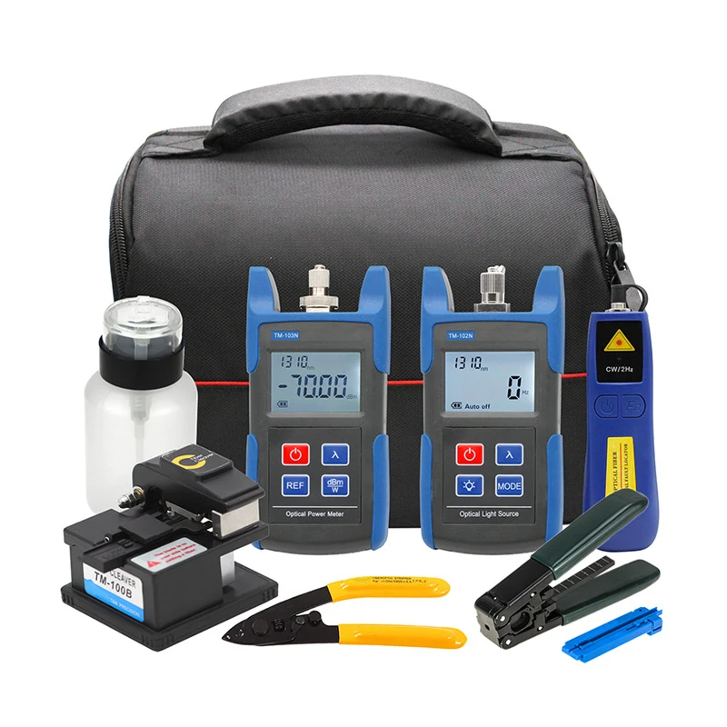MT-8416 FTTH Fiber Optic Cleaver Hand Visual Fault Locator Cable Stripper Alcohol Bottle Splicing Tool Kit