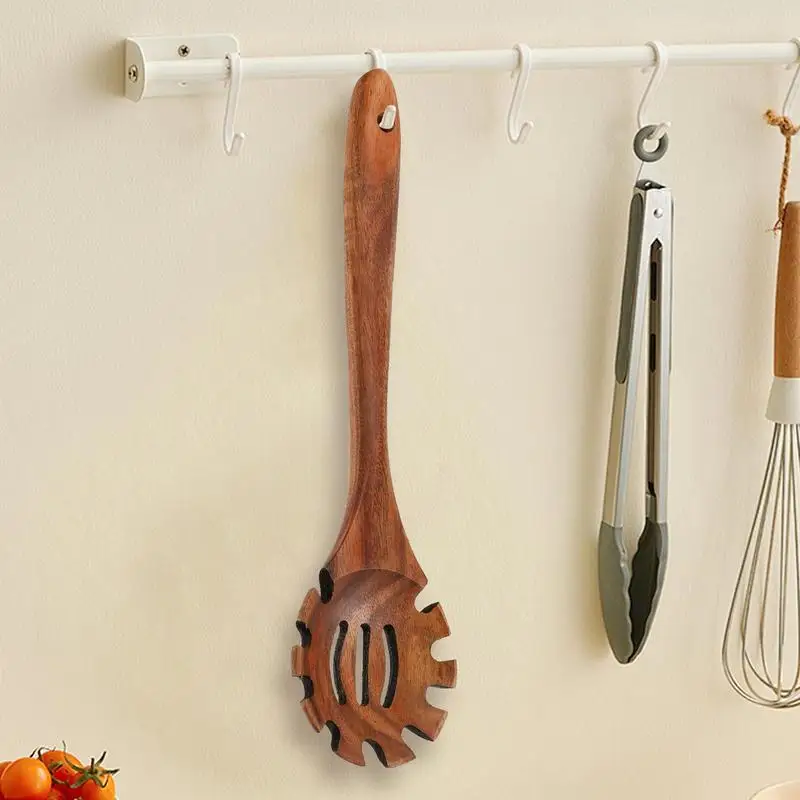 Cuchara de madera para Pasta, cuchara para Fideos de cocina de 12,6 pulgadas, cucharones de madera para mezclar, agitar, degustación y hornear, cucharas con mango largo