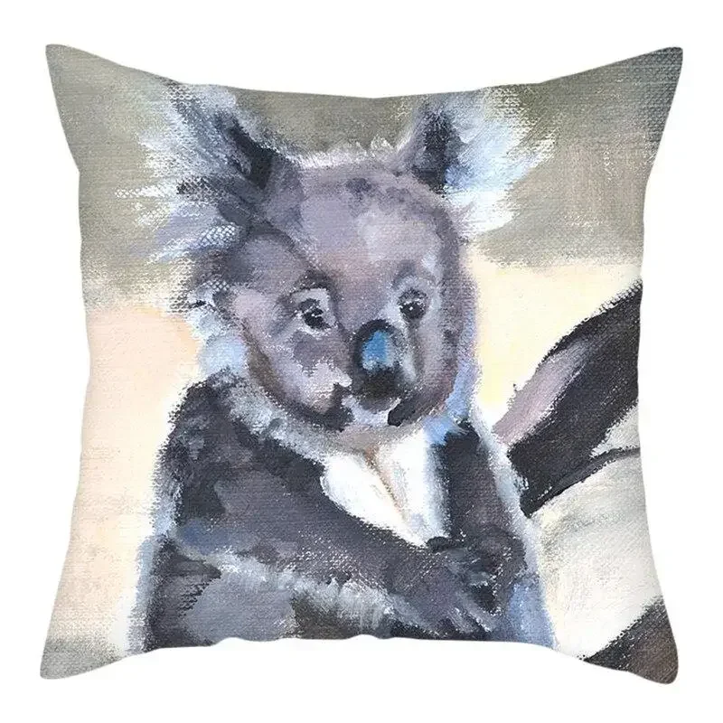 45x45cm Cute Koala cushion cover Cartoon Animal Koala Polyester Pillowcase Family Waist Pillowcases Home Decor Sofa Car