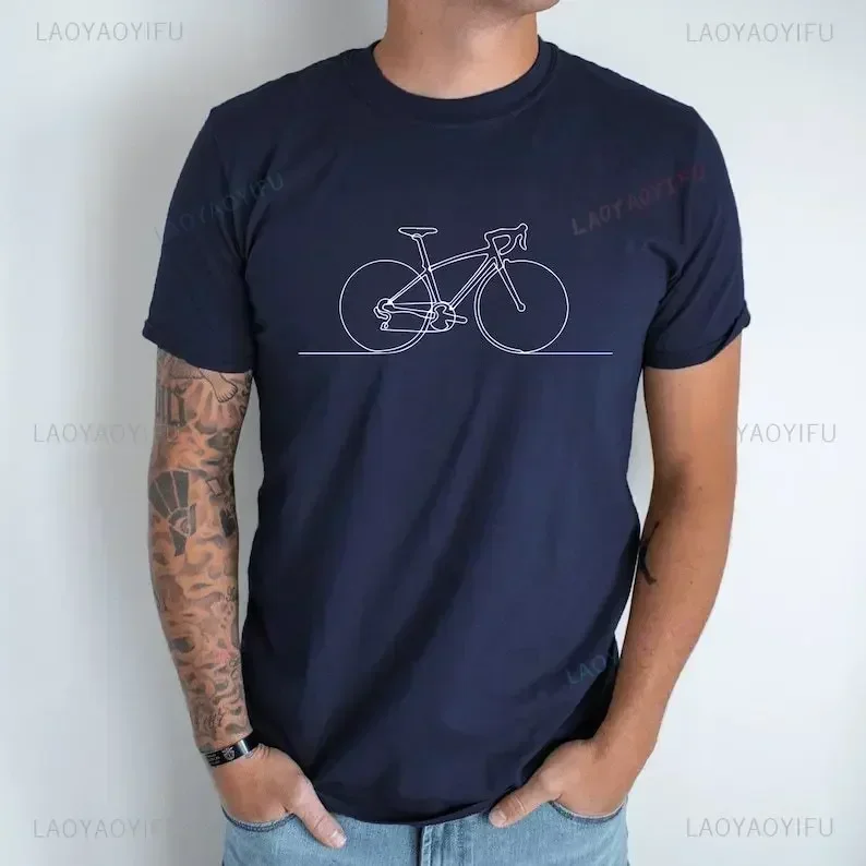 Vintage Minimalistic Bicycle Unisex Printed T-shirt Summre Woman Man Classic Tshirt Cotton Shirts Cotton Printed Shirt Gifts