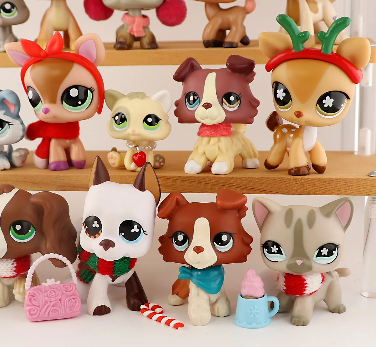 Lovely Pet Shop Xmas Toy Set 23pcs,Rare Toys with Christmas Accessories Kids Gift