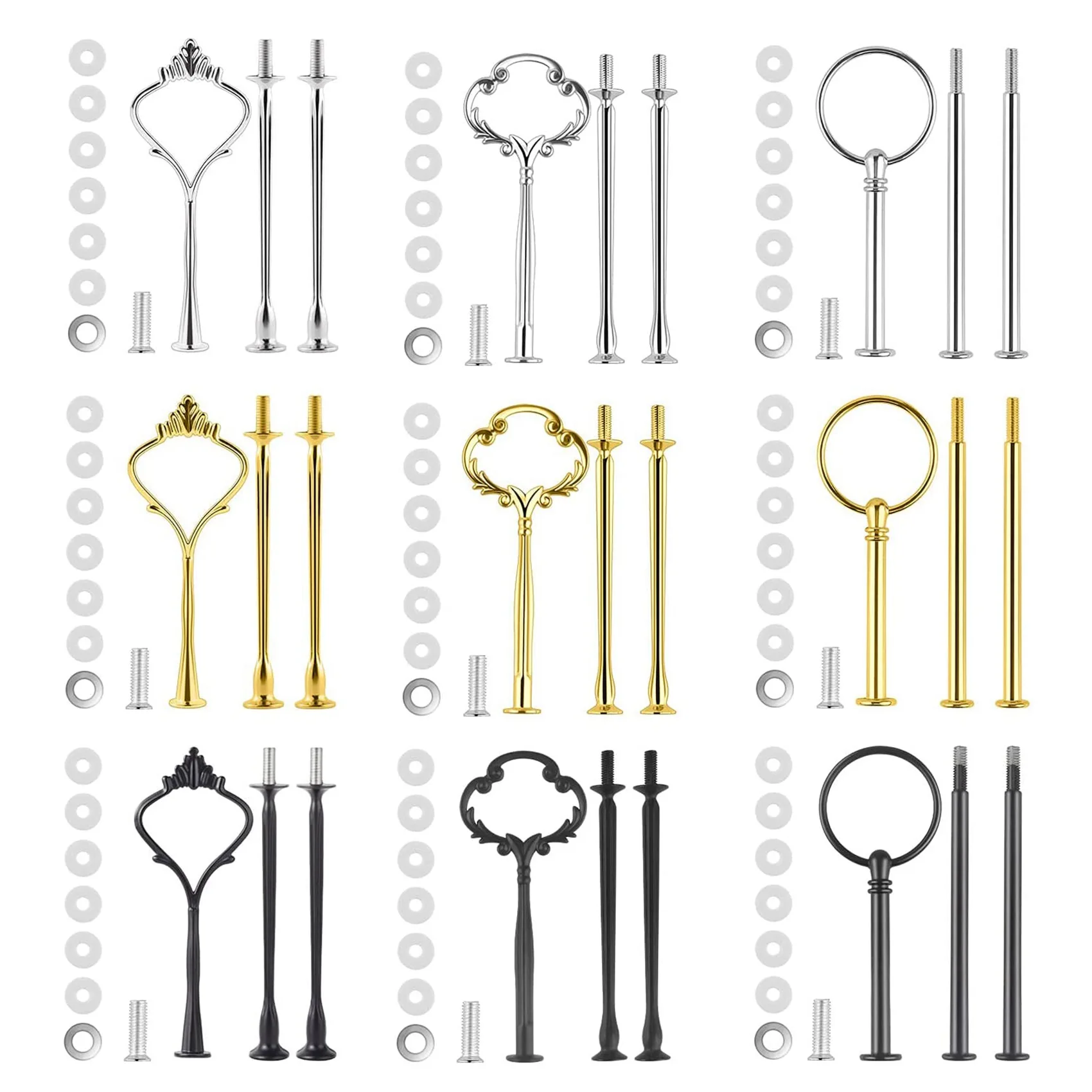 9 Set Cake Stand Hardware Kit Tiered Tray Hardware Fittings for Cake Stand,3 Tier Cake Stand Fittings Hardware Holder