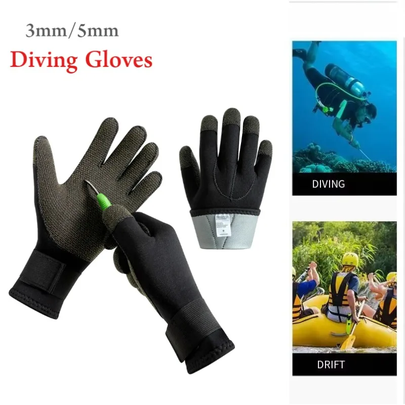 

3mm Warm Anti Cutting Diving Gloves Wear-Resistant Black Gloves Multifunctional Anti Slip and Crab Catching Diving Accessories