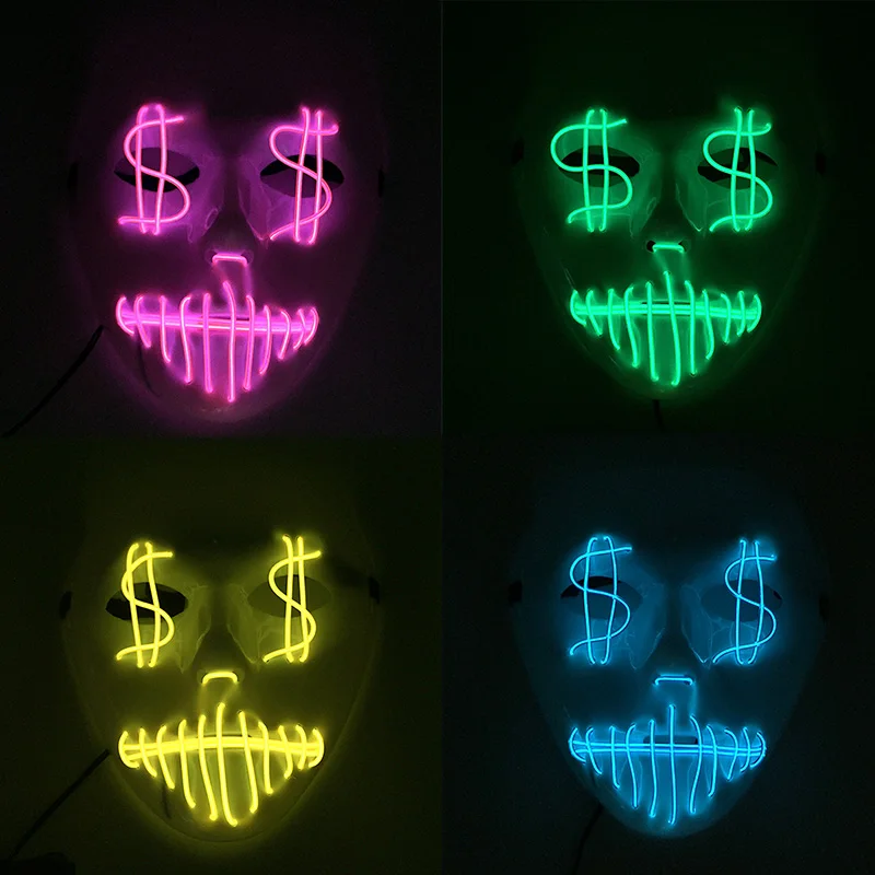 قناع إضاءة LED قناع فم مخيط الانارة لجميع القديسين حفلة تنكرية للنوادي الليلية DJ 10 ألوان حدد قناع Led الدعائم #2