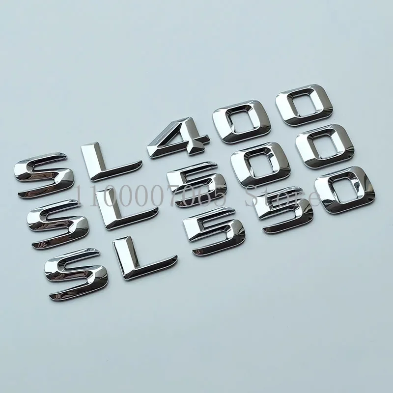 2015 Sharp Chrome Letters SL400 SL500 SL550 Top ABS Emblem for R129 R230 R231 Car Trunk Nameplate Logo Sticker