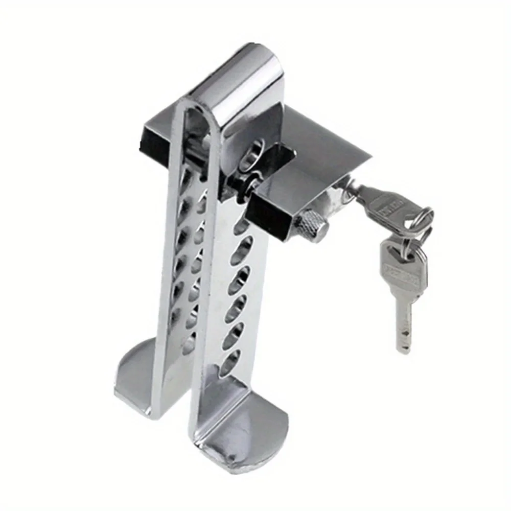 Heavy Duty Adjustable Brake Pedal Lock - 8-Hole Anti-Theft Security System with 2 Keys for Universal Car, Truck, SUV Protection