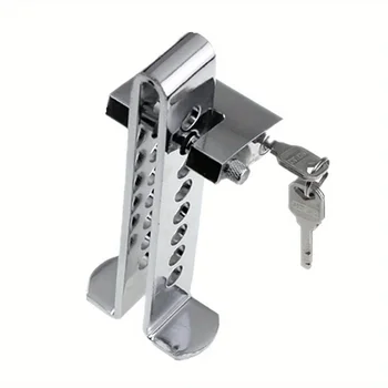 Heavy Duty Adjustable Brake Pedal Lock - 8-Hole Anti-Theft Security System with 2 Keys for Universal Car, Truck, SUV Protection