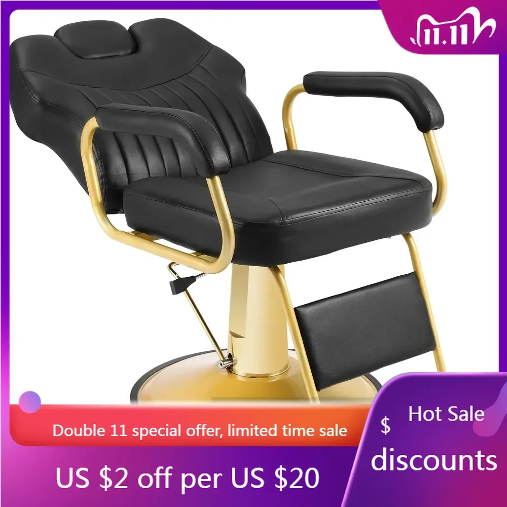 

Barber Chairs, Hydraulic Recliner Salon Chairs 360 Degree Swivel with Adjustable Headrest, Wide Seat, Shampoo Spa Beauty