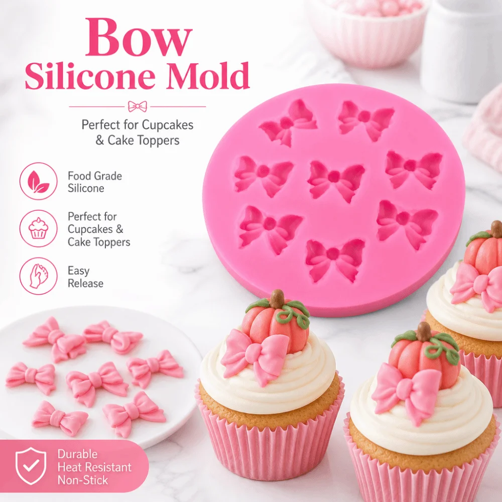 Mini Bows Silicone Fondant Molds DIY Cupcake Topper Cake Pop Accessories Decorating Tools Bowknot Chocolate Candy Baking Mold