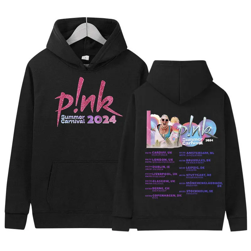 Singer P!nk Pink Summer Carnival Tour 2024 Print Hoodie Men Women Hip Hop Retro Fashion Oversized Sweatshirt Pullover Streetwear