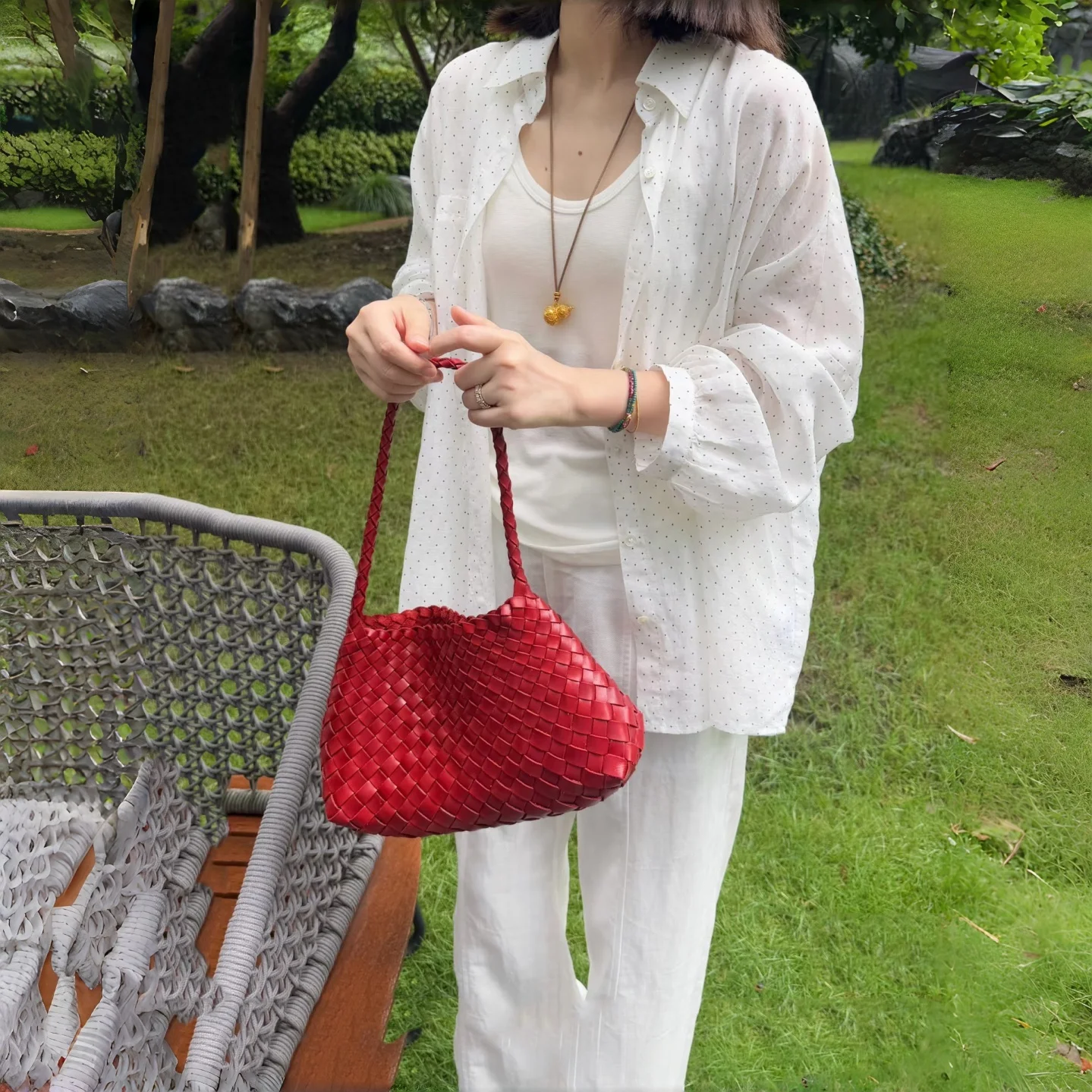 Fashion Genuine Leather Woven Women Shoulder Bag, Luxury Designer New Vacation Handbags, Versatile Women Underarm Bag for Summer