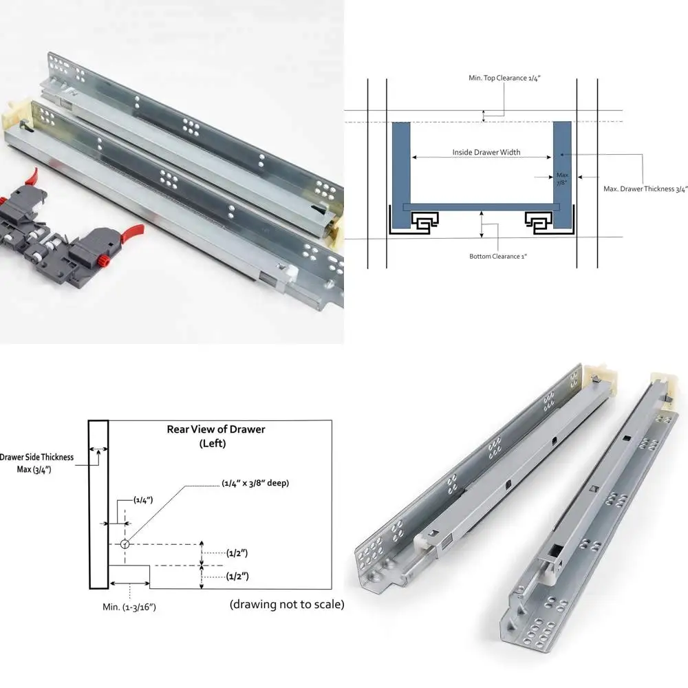 

18 направляющих для кухонных шкафов с плавным закрыванием и двойным выдвижением