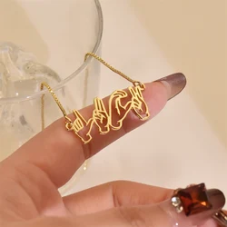 Custom Sign Language Necklace Personalized Name Jewelry Stainless Steel ASL FingerSpelling Necklaces Birthday Christmas Gift