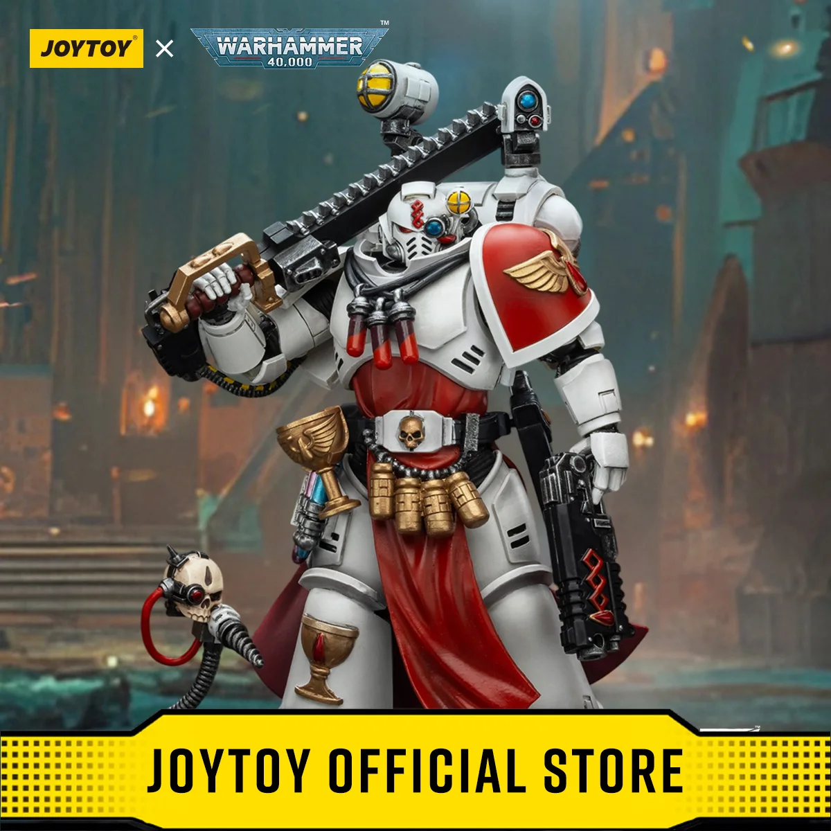 

JOYTOY Warhammer 40k 1/18 Action Figures Blood Angels Sanguinary Priest with Heavy bolt pistol chainsword and narthecium
