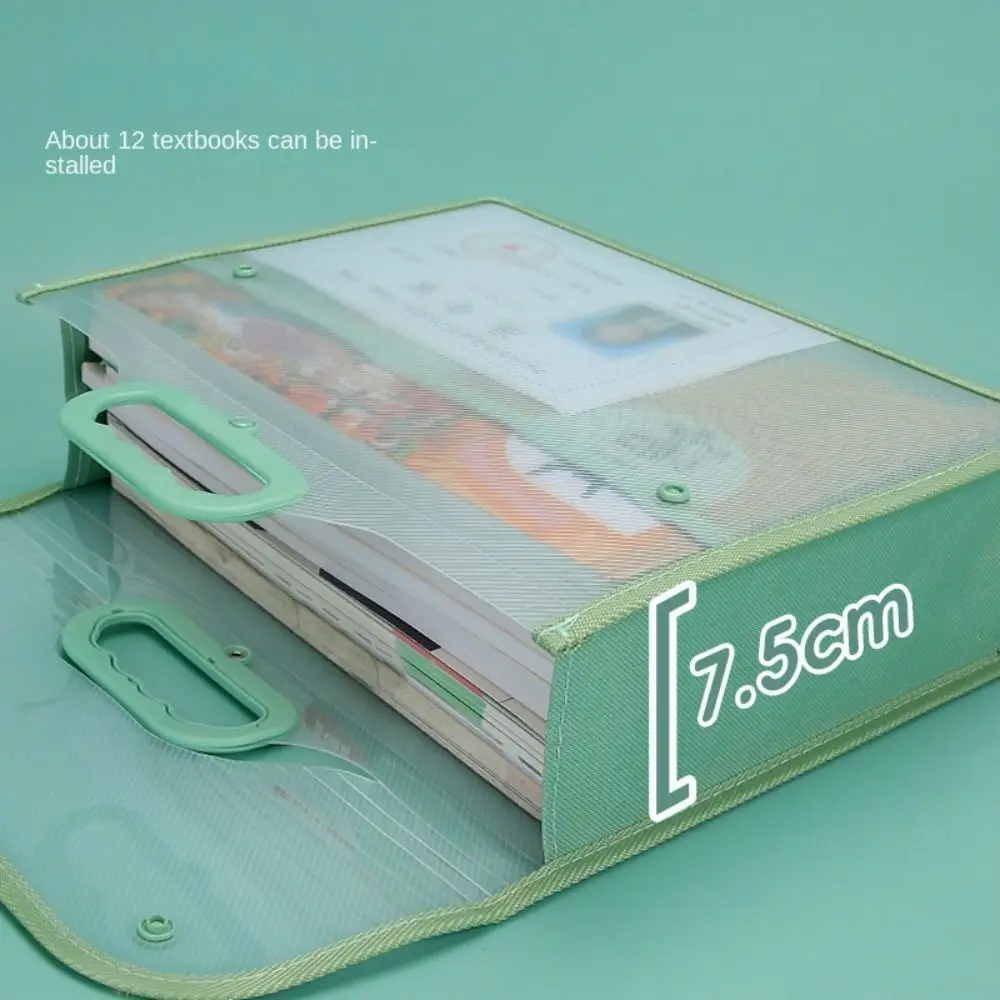 New PP File Pocket Flip Cover Transparent File Bag Portable Large Capacity Document Bag School Office Supplies