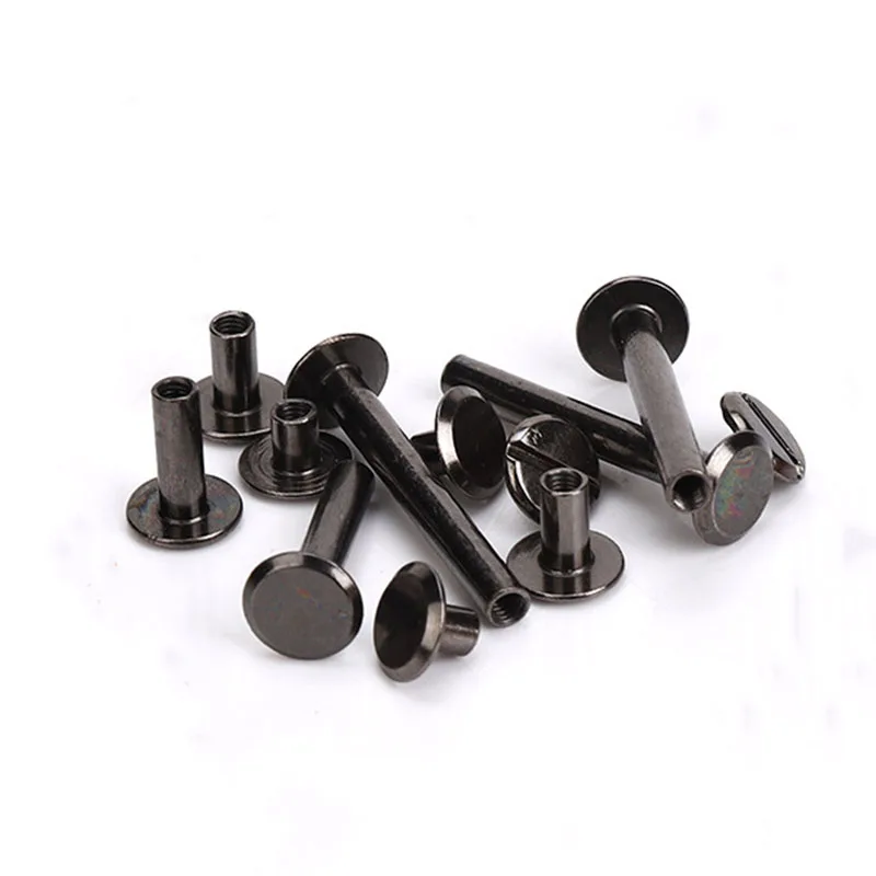 10pcs Metal Gun Black Binding Chicago Screws Nails Long Studs Rivets Leather Craft Hardware Accessories Rod Length 3~50mm