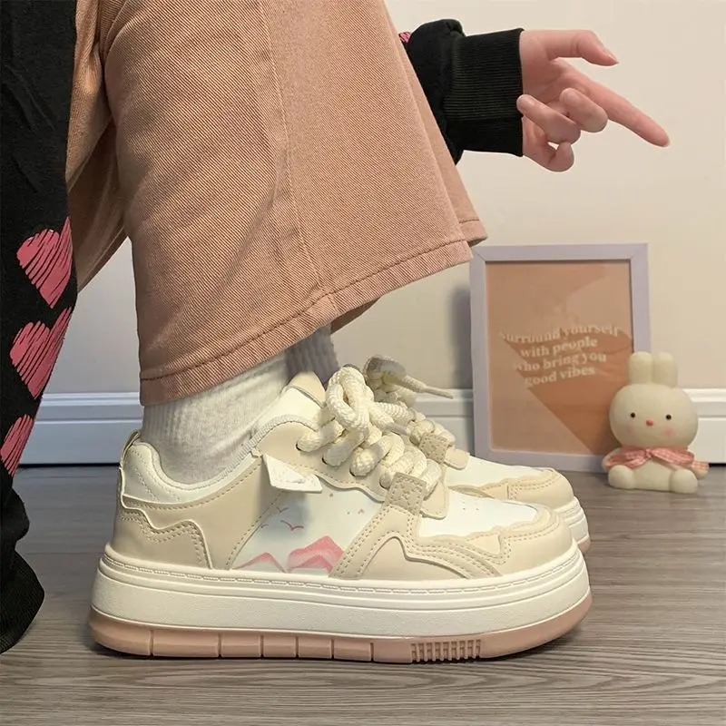 

Kawaii Shoes Platform Women's Sneakers Spring Summer 2024 Casual Flats Tennis Female Vintage School Vulcanize Korean Footwear