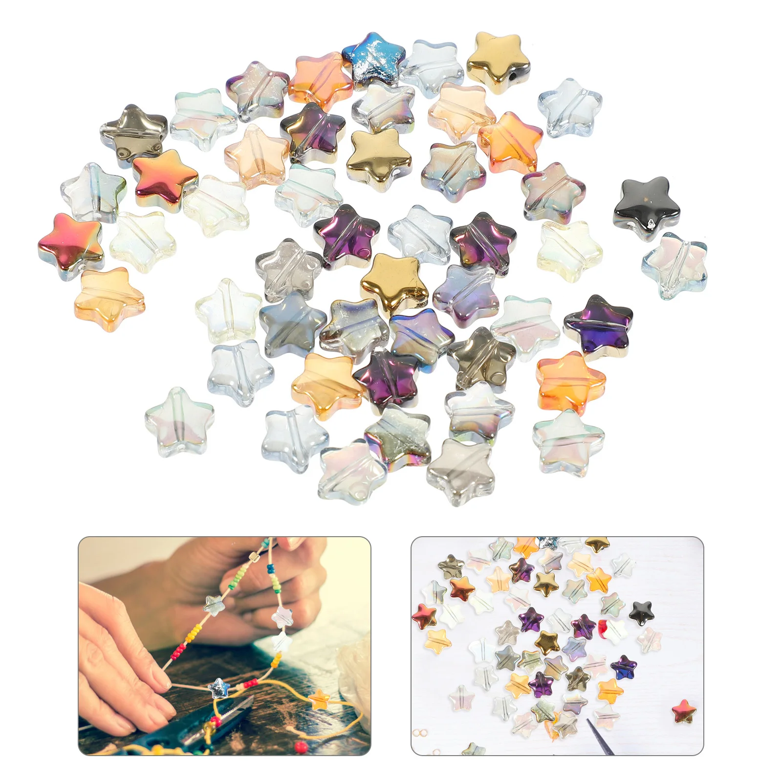 

200Pcs Glass Star Shape Spacer Beads for DIY Jewelry Making Craft Projects Beautiful Star Shaped Loose Beads for Necklace