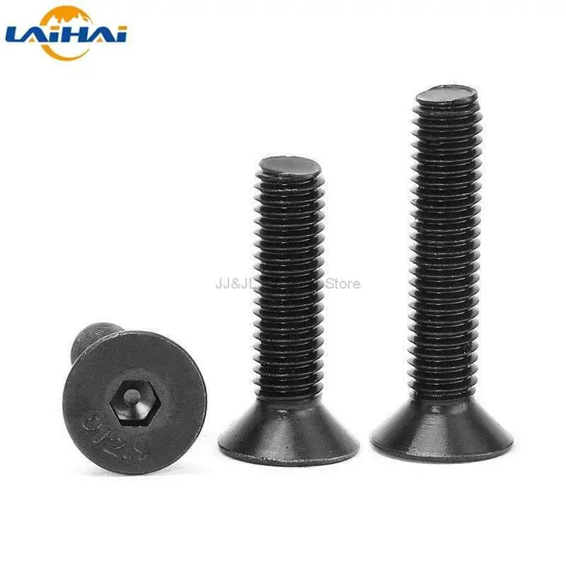 

5/10/50pcs M1.6 M2 M2.5 M3 M4 M5 M6 M8 Black grade 10.9 steel GB70.3 Hexagon Hex Socket Head Flat Countersunk Allen Bolt Screw