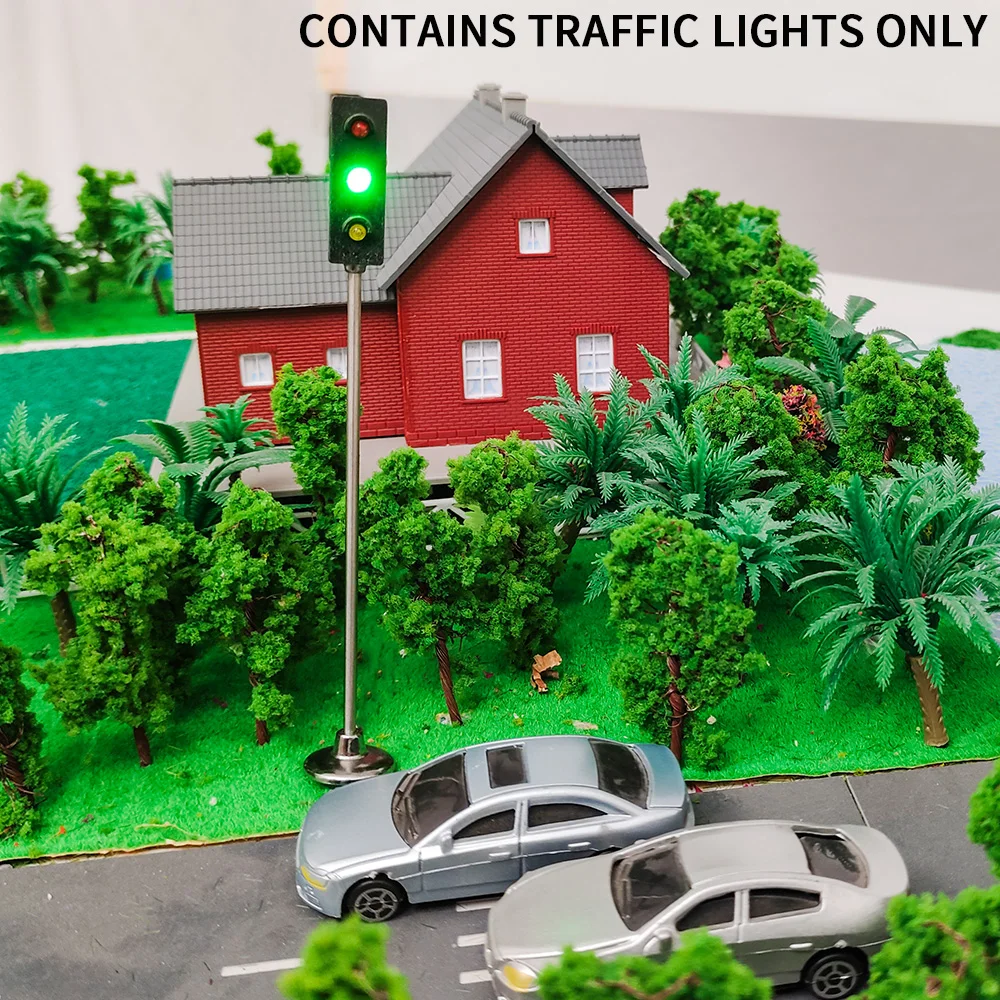 Height 11cm-14cm Traffic Signal Lights Model Miniature Crossing Street Lamp HO Railway Scene Layout Diorama Kit 1Pcs