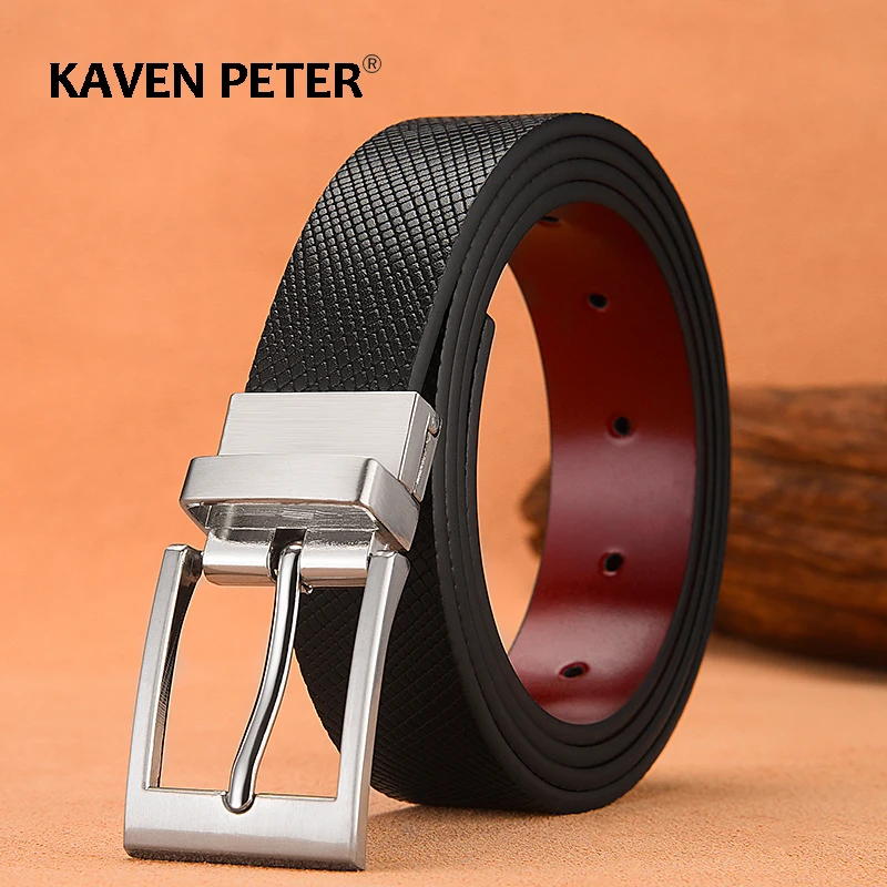 

Male Leather Belts For Men Designer Reversible Buckle Classic Unisex Female Waist Belt Jeans High Quality 3.0 CM Black Strap