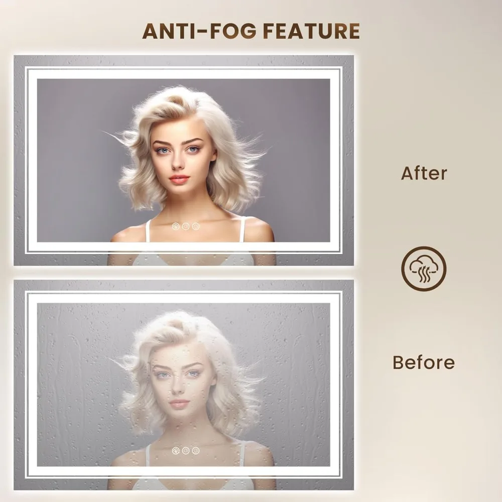 

LED Mirror 55"x36" with RGB Backlit and Front Light,Stepless Dimmable LED Mirror for Bathroom