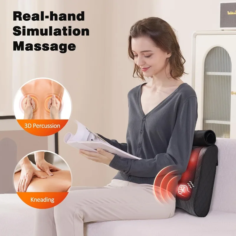 Percussion & Shiatsu 2-in-1 Massager for Lower Back Pain Relief, 3D Deep Tissue Kneading Massage Pillow for Back, Waist