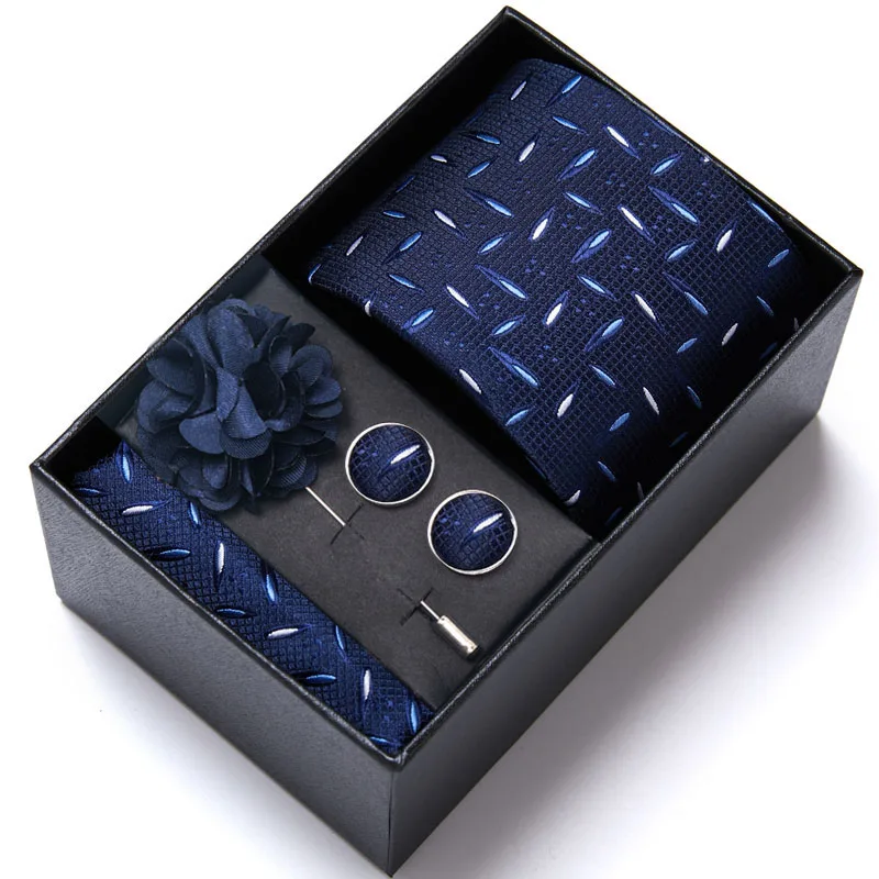 8cm Business Black Solid Paisley Men\'s Tie Neck Stripe Ties for Men Formal Luxury Wedding Neckties Gravatas In Gift Box