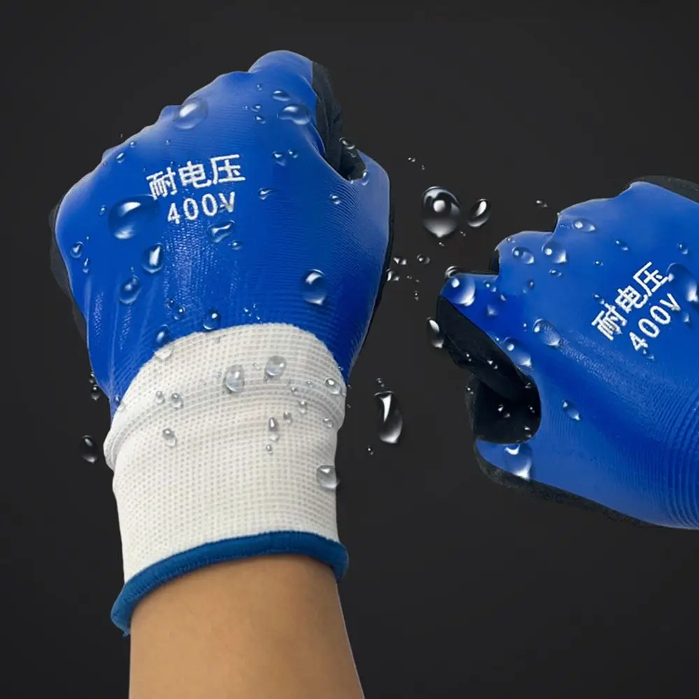 Blue Electrician Insulating Gloves Withstanding Voltage 400V High Elasticity Work Safe Gloves Rubber Industrial