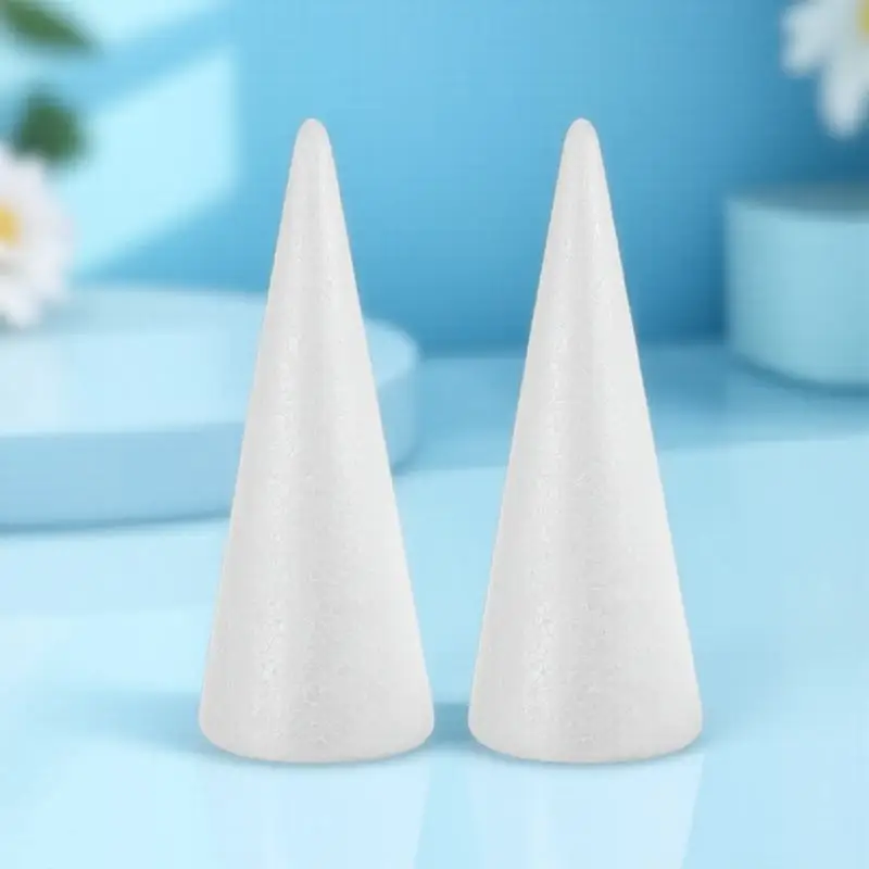 

2Pcs White Craft Foam Solid Polystyrene Cones DIY Decoration Preschool Activities Christmas Winter DIY Craft