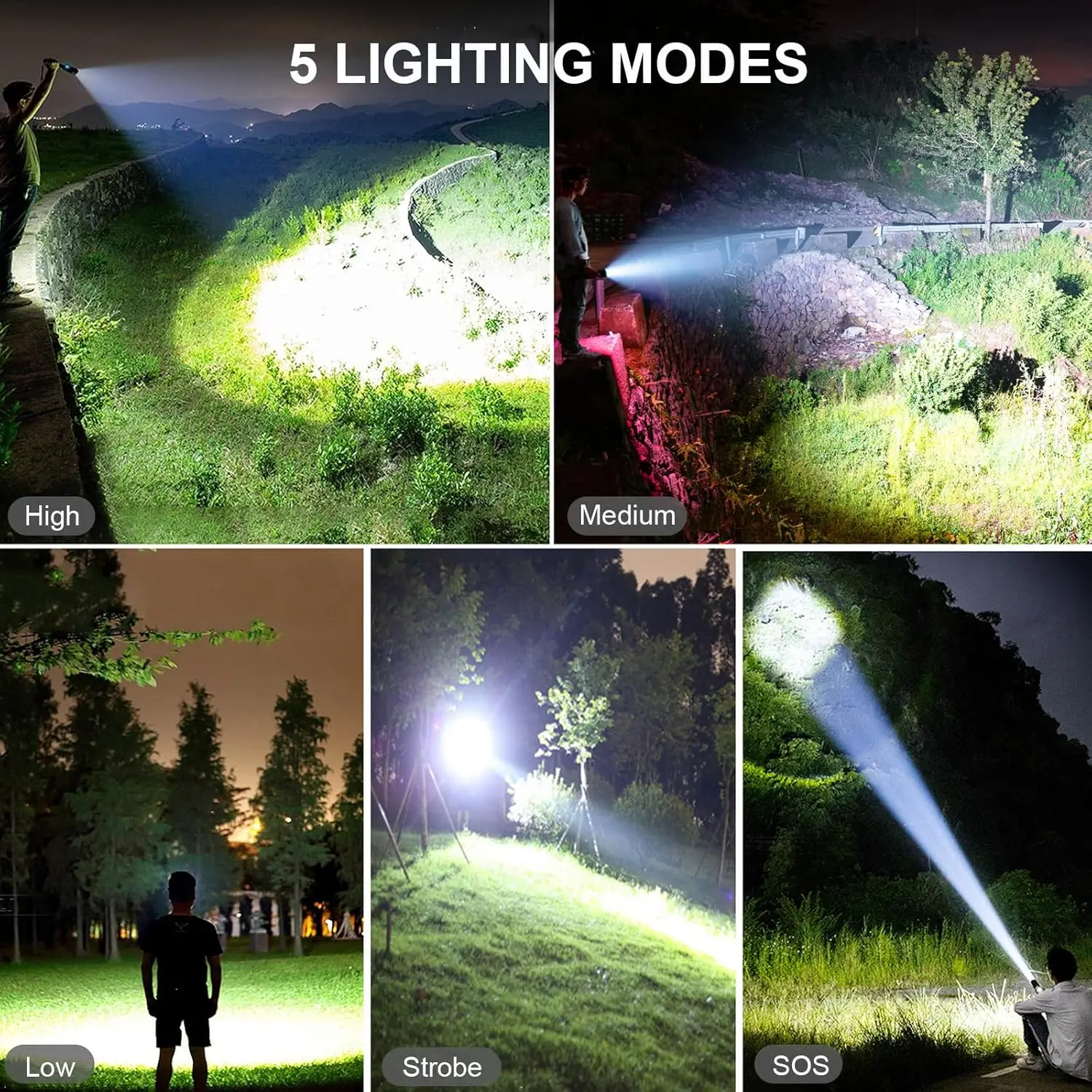High Lumens Rechargeable LED Flashlight, 90K Lumens Super Bright with 5 Modes & Waterproof for Camping Emergencies