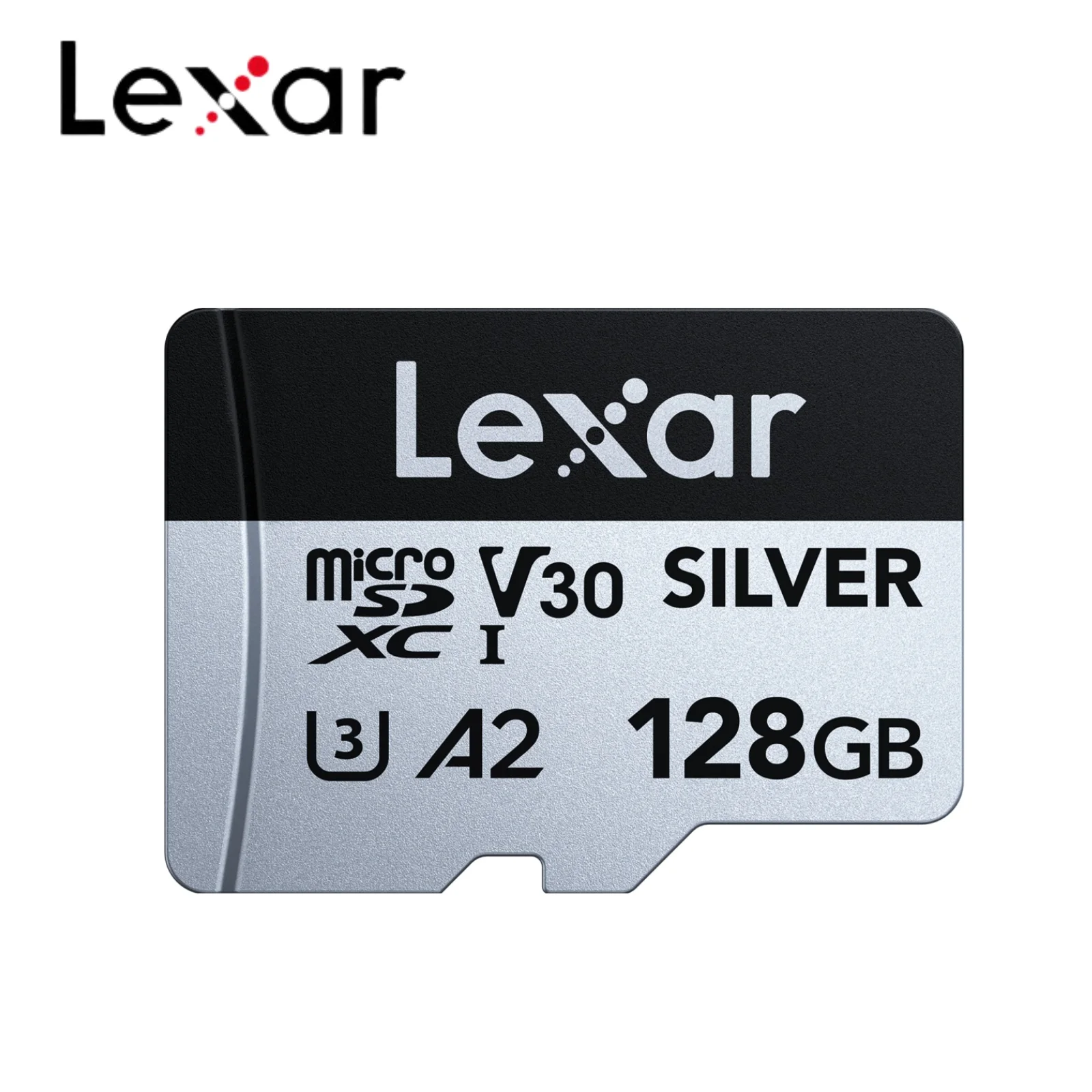 Tarjeta de memoria Lexar Professional SILVER microSDXC UHS-I de 128 GB con adaptador A2 V30 4K UHD Micro SD para drones y consolas de juegos.