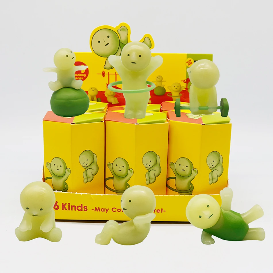 Smiski Yoga Fitness Serie Nachtleuchtende Grüne Puppe Mystery Blind Box Actionfiguren Dekoration Desktop-Ornamente Modell Spielzeug Geschenk – Detail 5