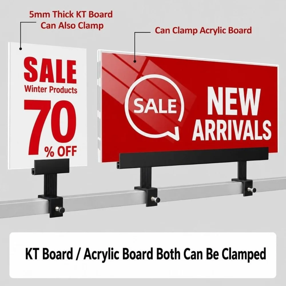 Portable Hard Plastic POP Sign Holder Adjustable C-Clamp Retail Poster Clip Price Display Stand Supermarket
