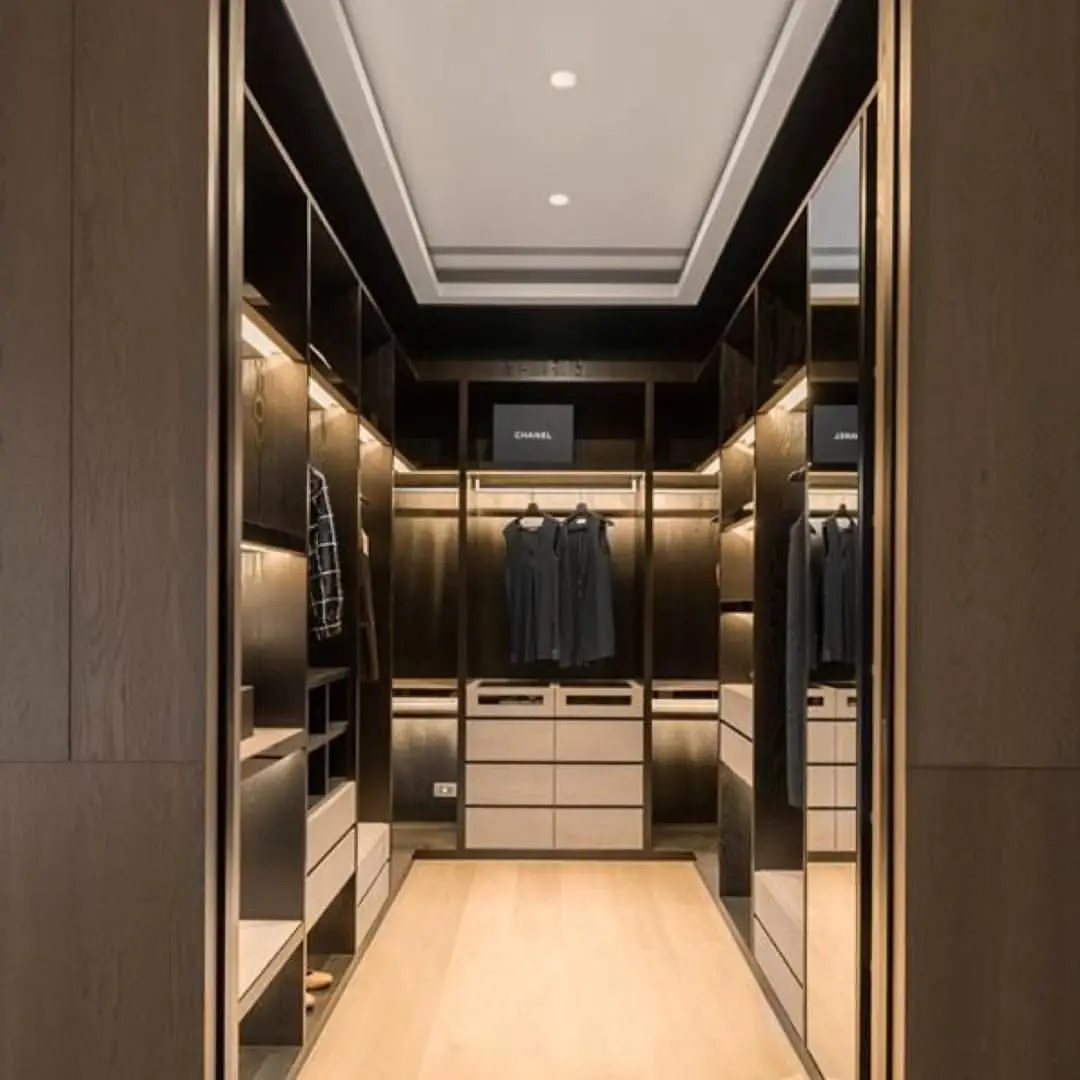 CBMmart Open Cloakroom Wardrobe Wood Aluminium Bedroom Furniture Set Minimalist Walk In Closet Cloakroom