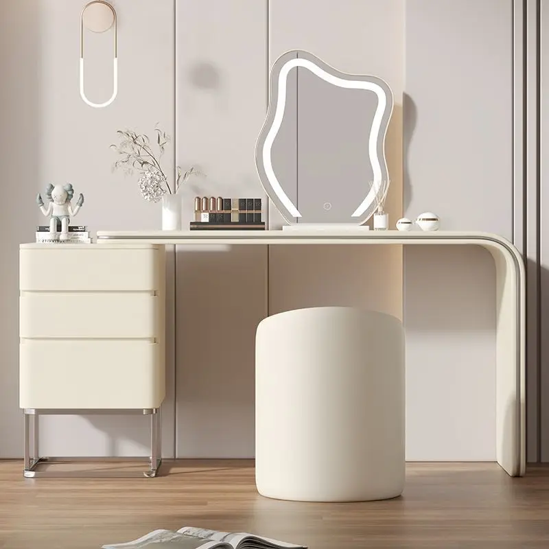 Light  Style Small Simple Bedroom Wood Solid Wood Dressing Table Retractable Storage Drawer Integrated Makeup Table Modern