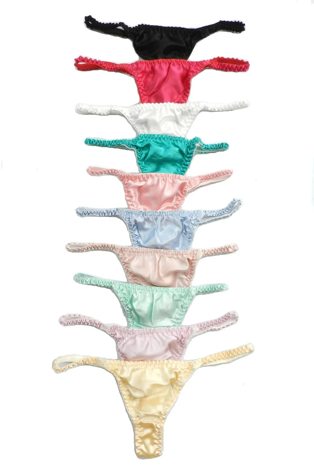 

6 Pairs/lot 100% Pure Silk Women's String Thong Panties Size Briefs for women low-rise underwear on sales