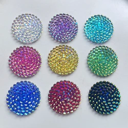 10pcs 30mm shiny round flowers Flat Back Rhinestone diy Jewelry Indigenous earrings for wedding decoration Handmade accessories