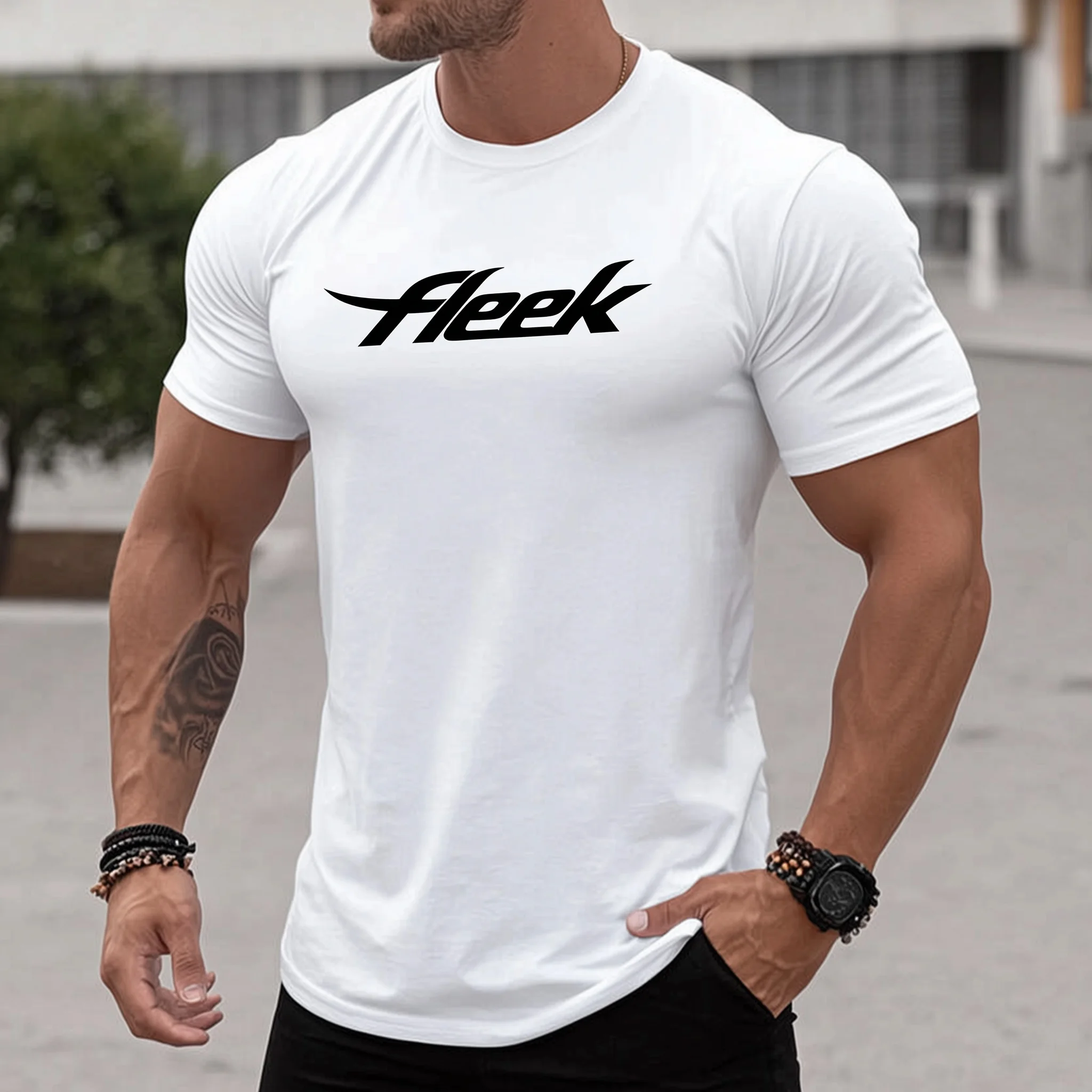 

Teevo Men's Short Sleeve T-Shirt Custom Logo Graphic Print Casual Fitness Workout Tee