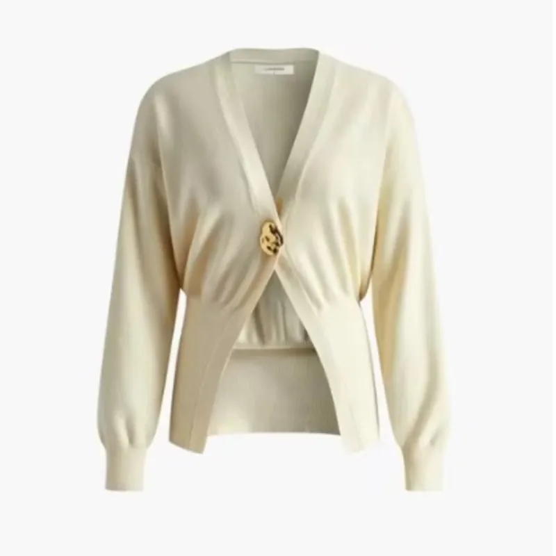 Damskie eleganckie kardigany płaszcze seksowny dekolt w serek pojedynczy guzik długi rękaw sweter dziergany damskie jednolite kardigany modne jesienne swetry