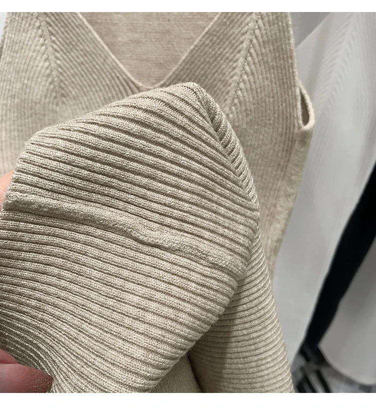 2026 Damen Sommer Ärmelloses Top Einfarbig Slim Fit V-Ausschnitt Gestricktes Oberteil Modisches Vielseitiges Basis-Layer Strick-Tanktop – Detail 10