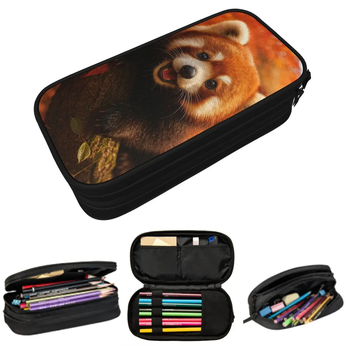 

Настоящий пенал с красной пандой для мальчиков и девочек, подарочная коробка для ручек, сумка для карандашей, канцелярские принадлежности, сумка-органайзер для ручек