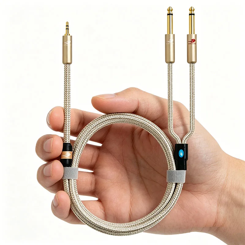

3.5mm To Double 6.5mm TRS Cable AUX Male Mono 6.5 Jack To Stereo 3.5 Jack Audio Cable for Mixer Amplifier 6.35 Adapter