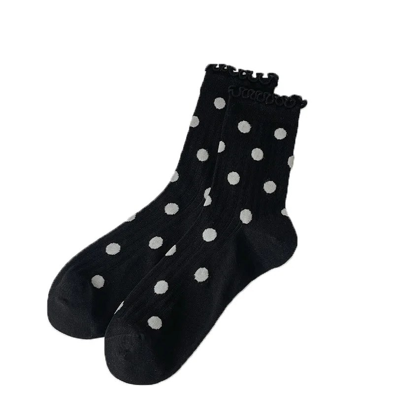Женские носки в горошек, тонкие дышащие женские носки в сетку, JK, японские кавайные милые милые носки в стиле Лолиты для девочек с рюшами