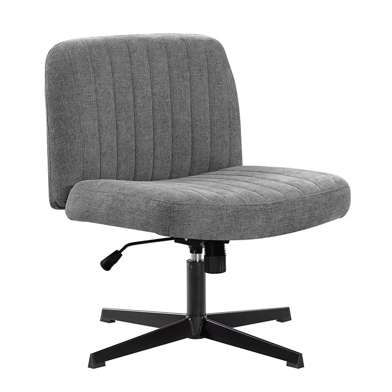 Office Chair Armless Desk Chair No Wheels, Fabric Padded Wide Seat Home Office Chairs, 115° Rocking Mid Back Cute Computer Chair