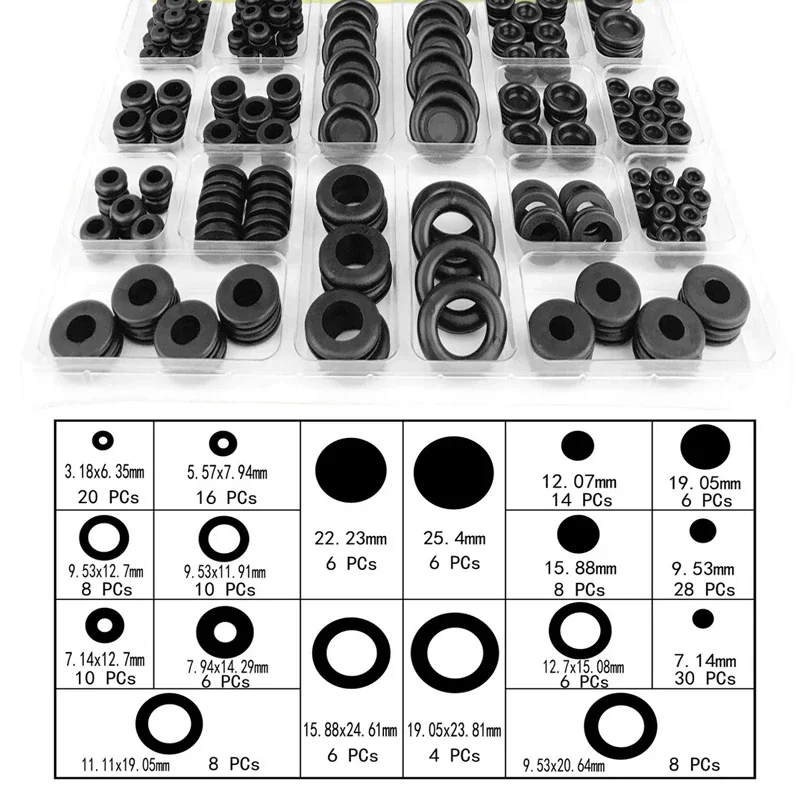 200 قطعة مجموعة جروميت مطاطية مانعة للتسرب كابلات مفتوحة/مغلقة جروميت المقابس الكهربائية موصل طوقا حلقة يا حلقة حماية سلك أداة #2