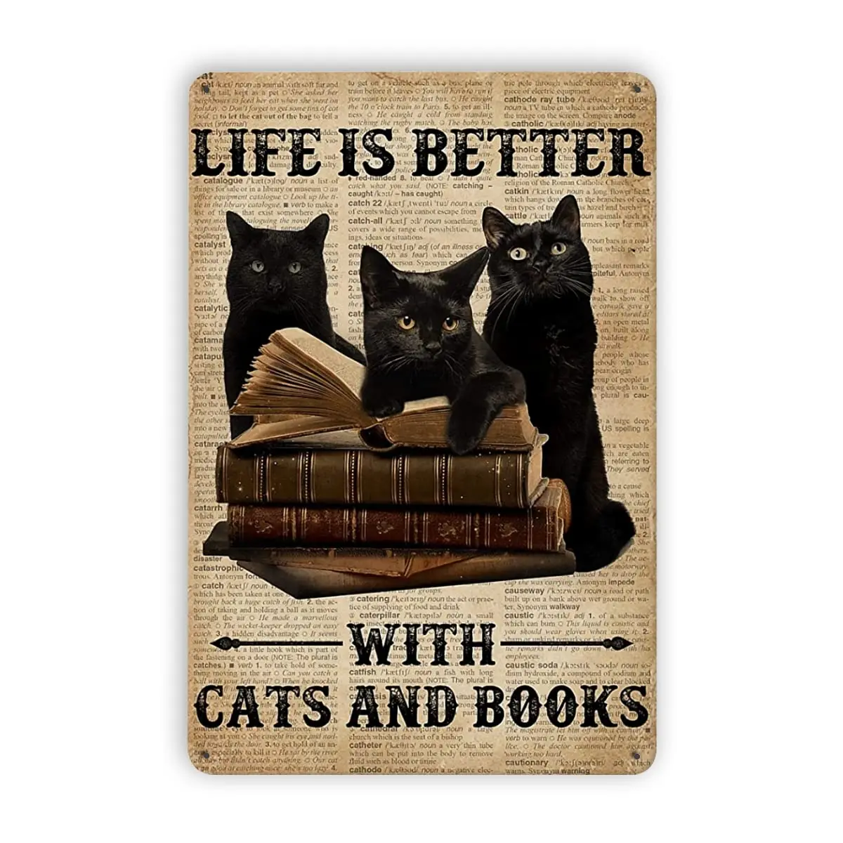 

Funny Library Bookstore Decor Life is Better with Cats and Books Retro Metal Tin Sign Vintage Sign for Home Coffee Wall Decor 8x