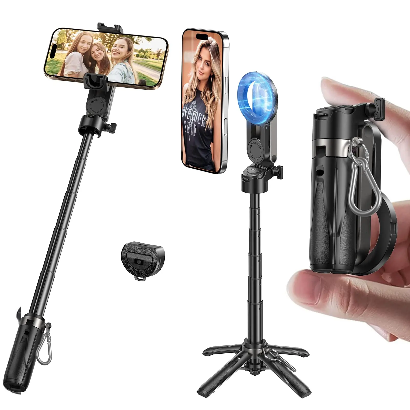 

LISCN Телефонный штатив Портативная карманная палка для селфи для IPhone Magsafe, палка для селфи с беспроводным съемным пультом дистанционного управления